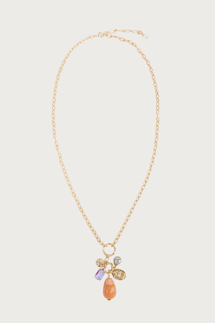 Long Stone Charm Necklace