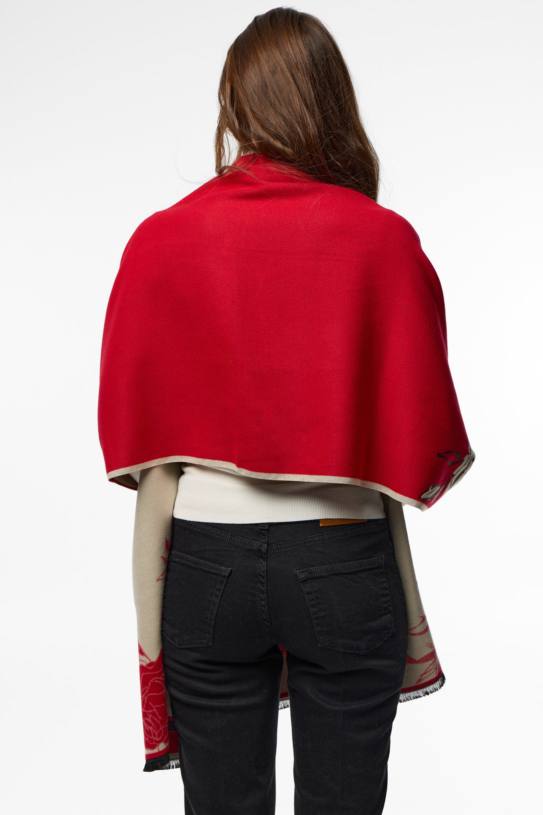 Fiore Reversible Scarf - Red/Ivory