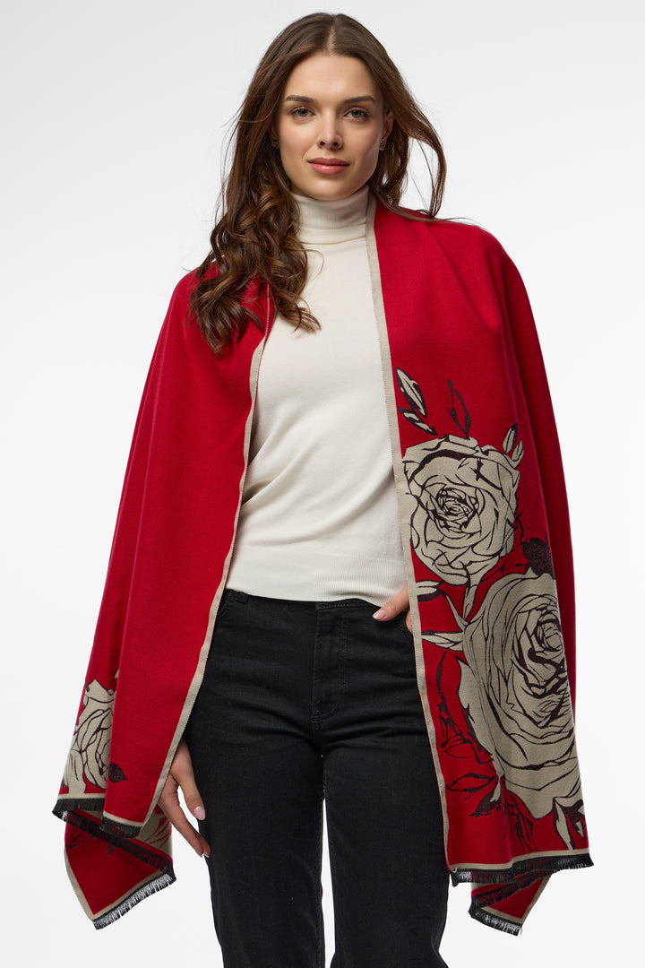 Fiore Reversible Scarf - Red/Ivory