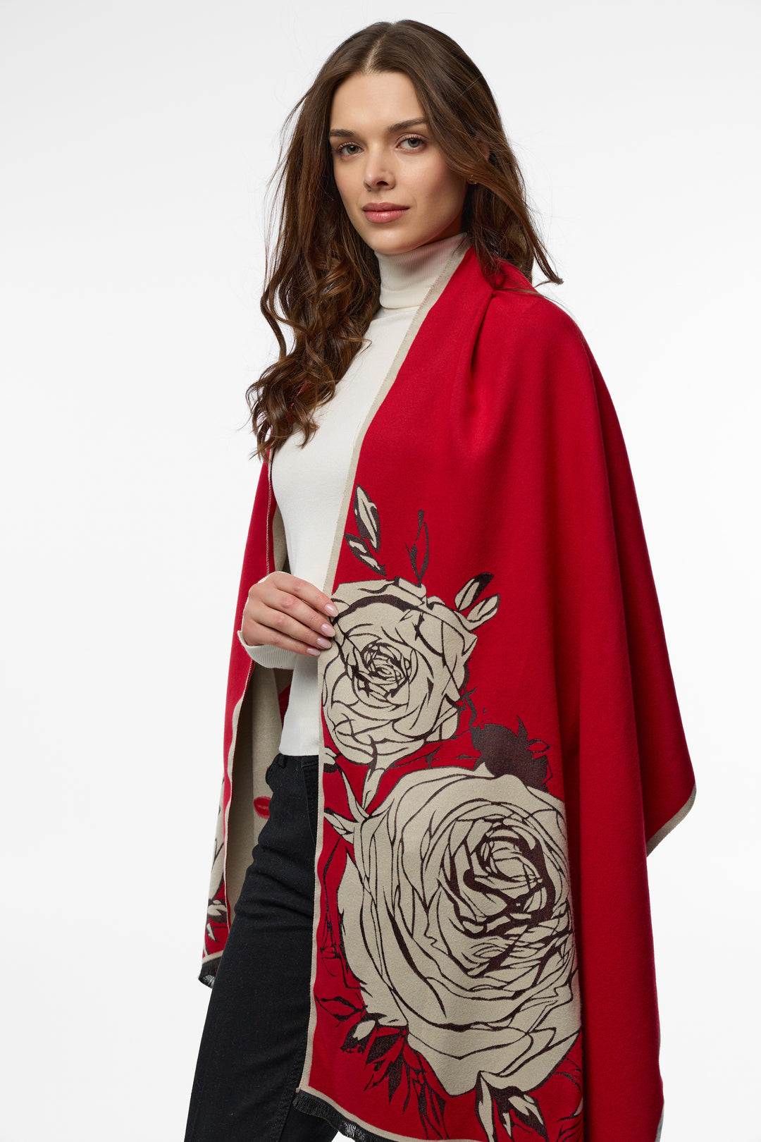 Fiore Reversible Scarf - Red/Ivory