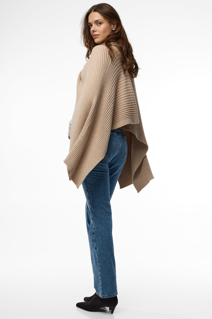 Drapey Ribbed Shawl - Beige