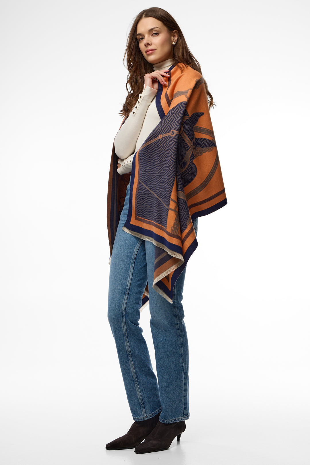 Equestrian Reversible Scarf - Orange