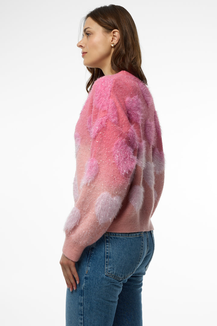 Soft Heart Ombre Cardigan - Fuchsia
