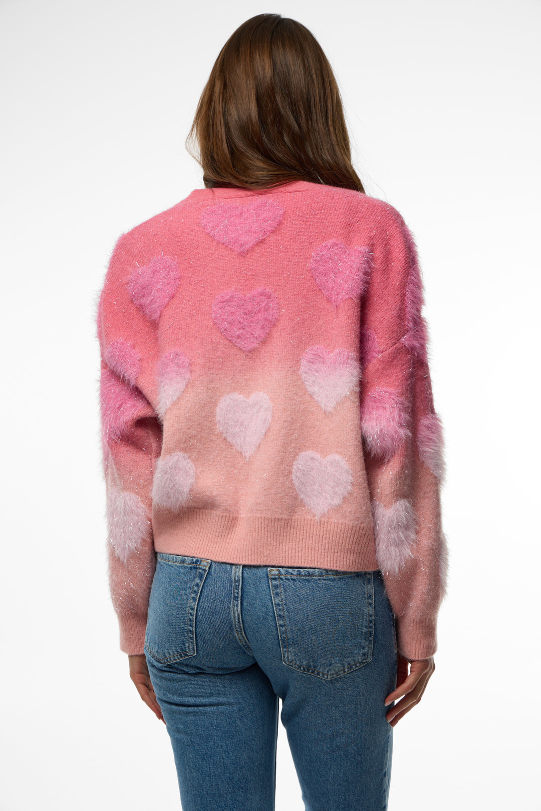 Soft Heart Ombre Cardigan - Fuchsia
