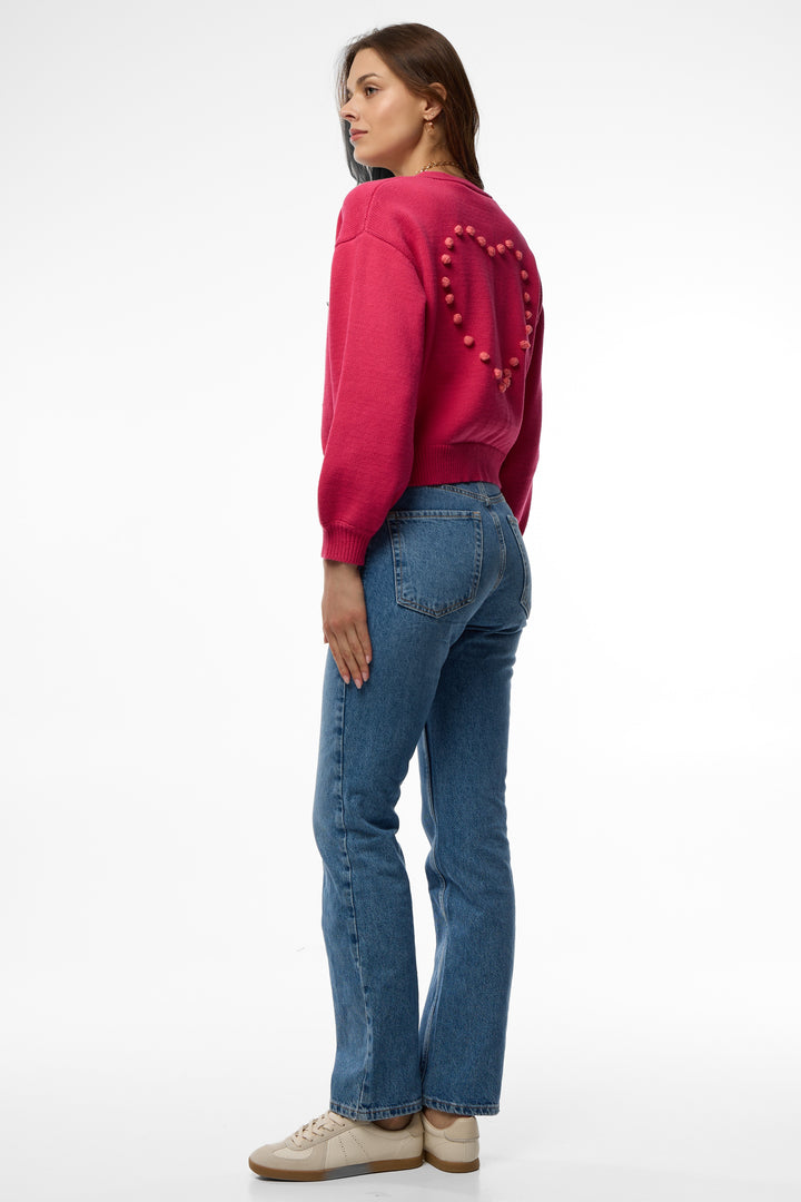 Heart Pom Pom Cardigan