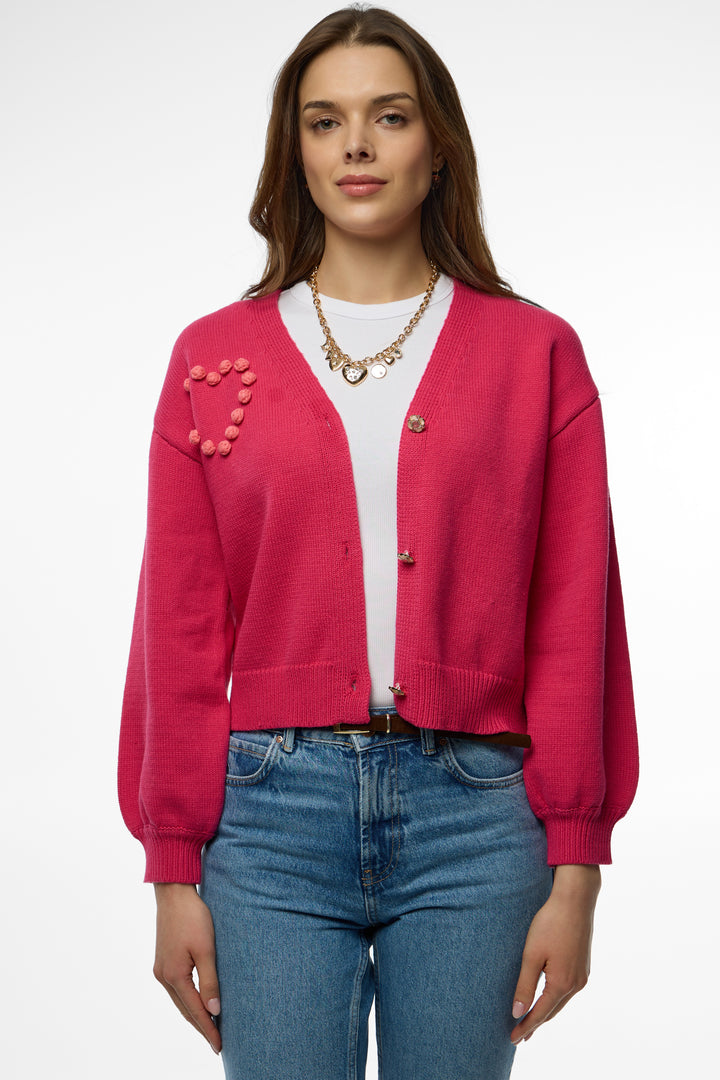 Heart Pom Pom Cardigan