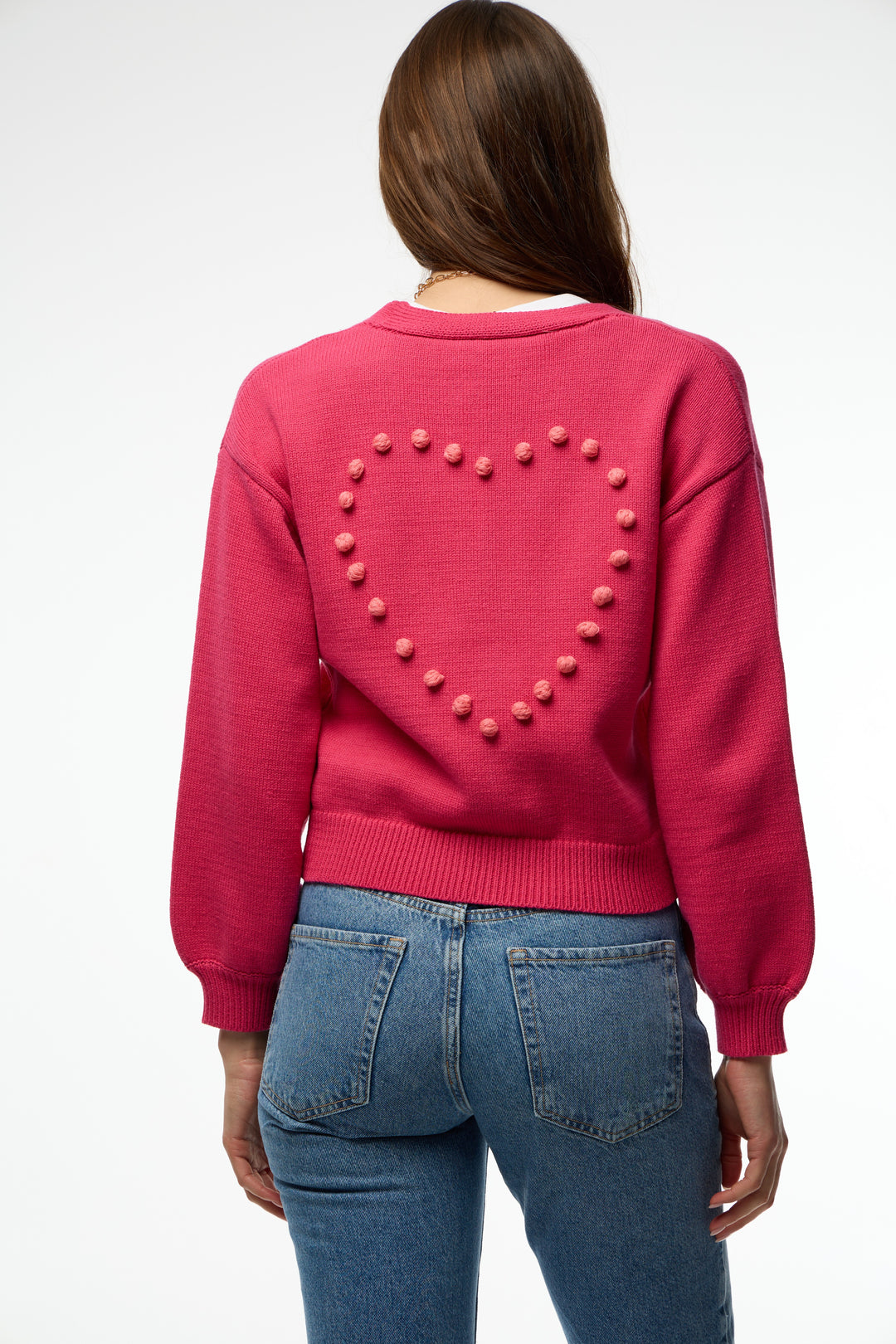 Heart Pom Pom Cardigan