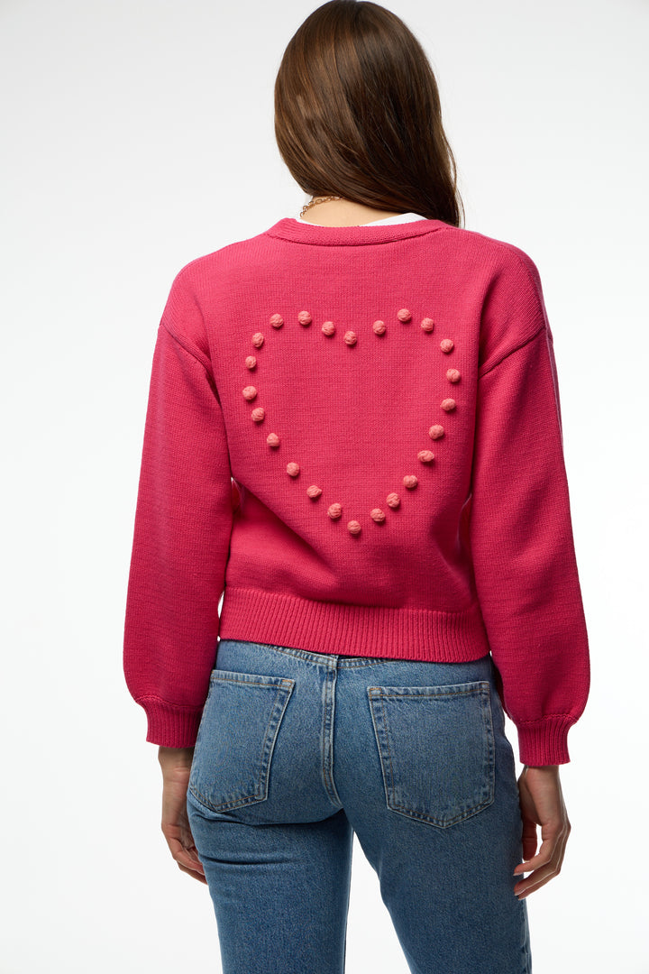 Heart Pom Pom Cardigan