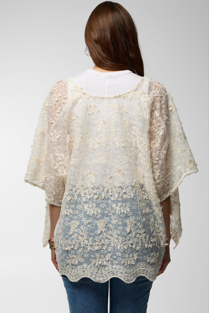 Floral Lace Tie Front Ruana