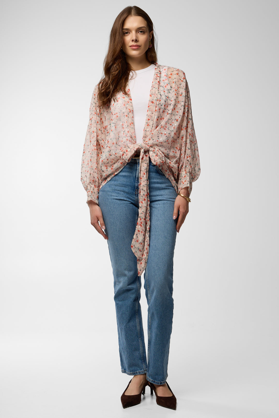 Tie Front Flora Kimono