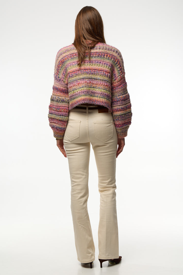 Multicolored Crop Knit Cardigan