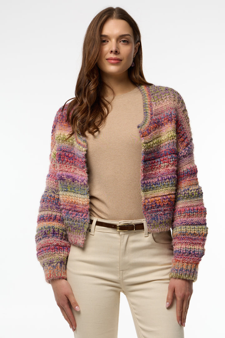 Multicolored Crop Knit Cardigan