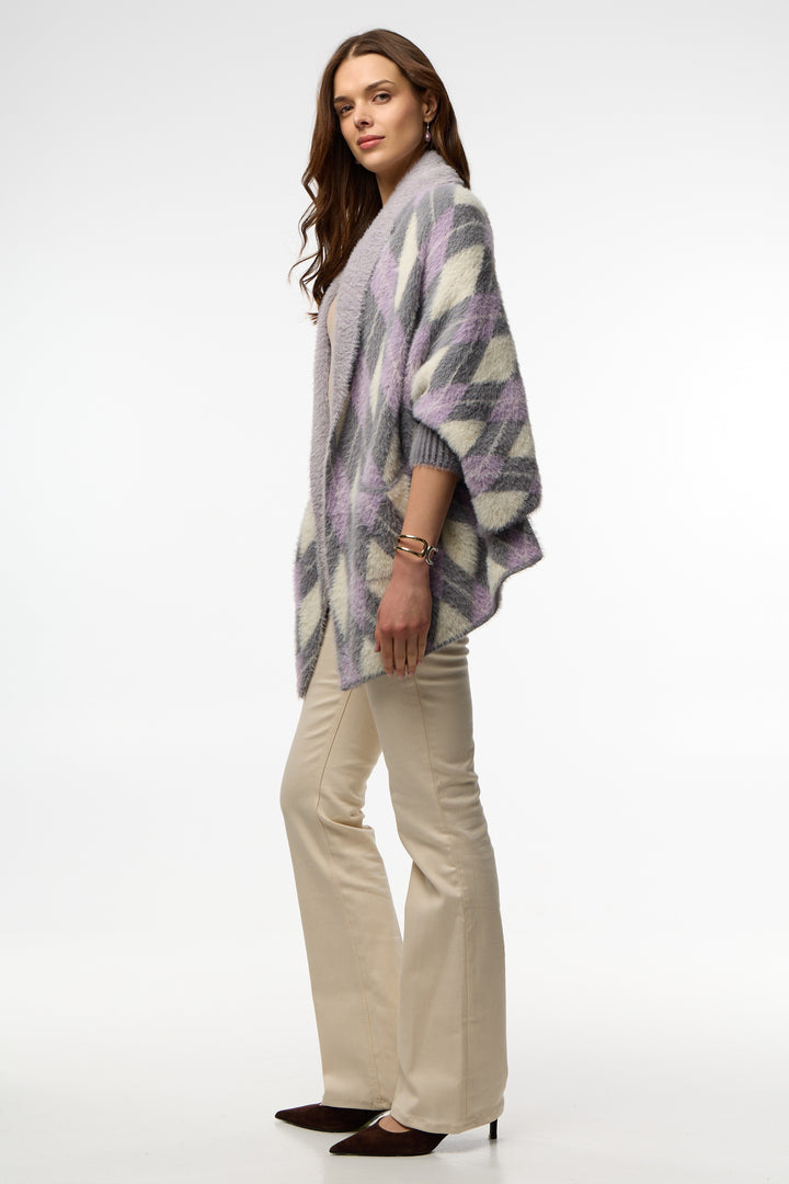 Oversized Argyle Cardigan