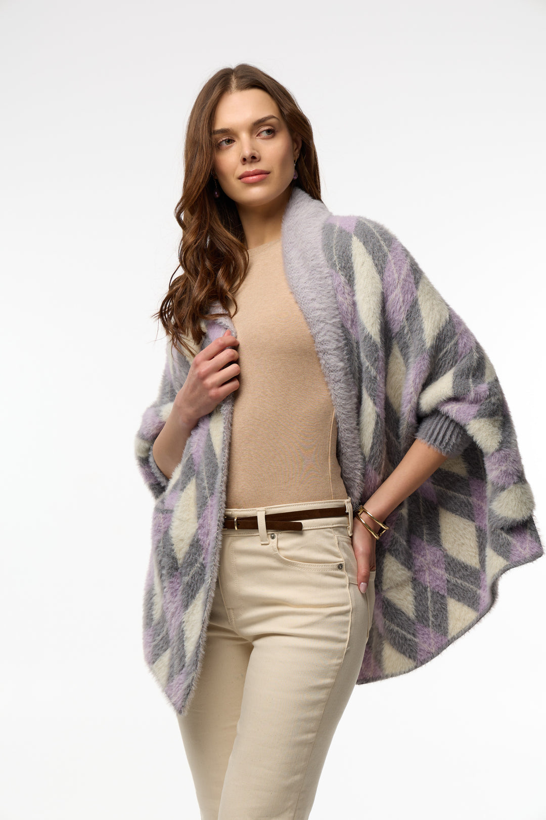 Oversized Argyle Cardigan