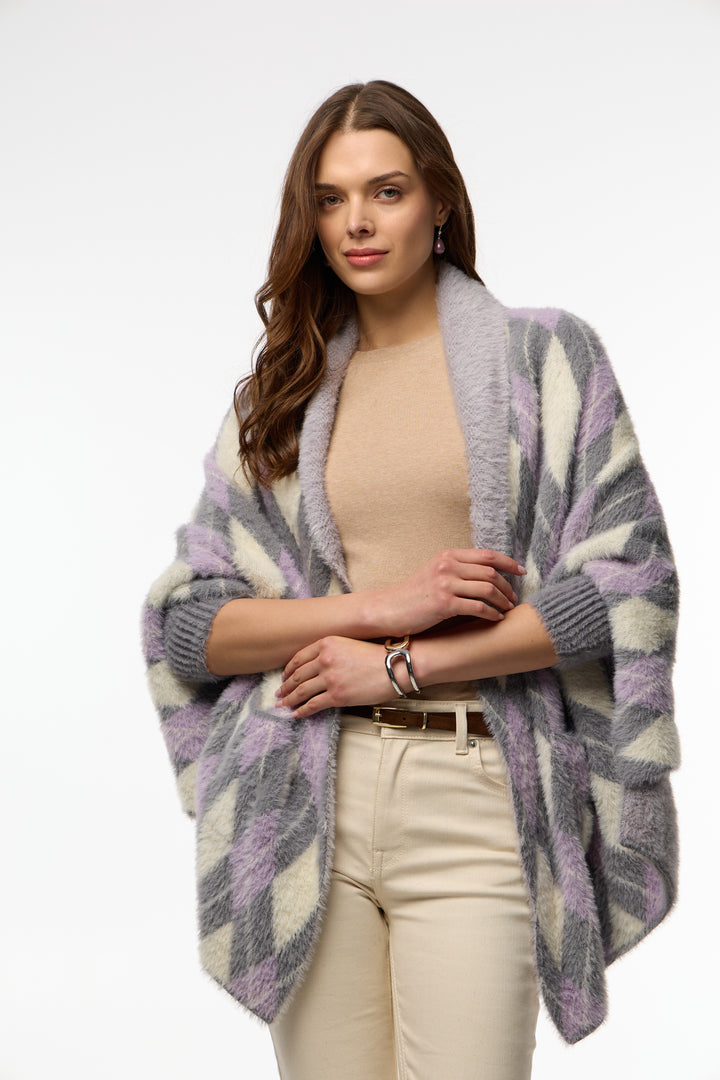 Oversized Argyle Cardigan