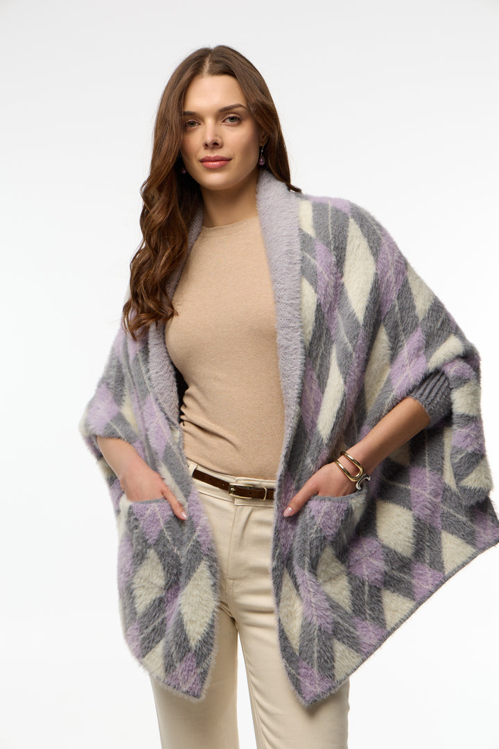 Oversized Argyle Cardigan