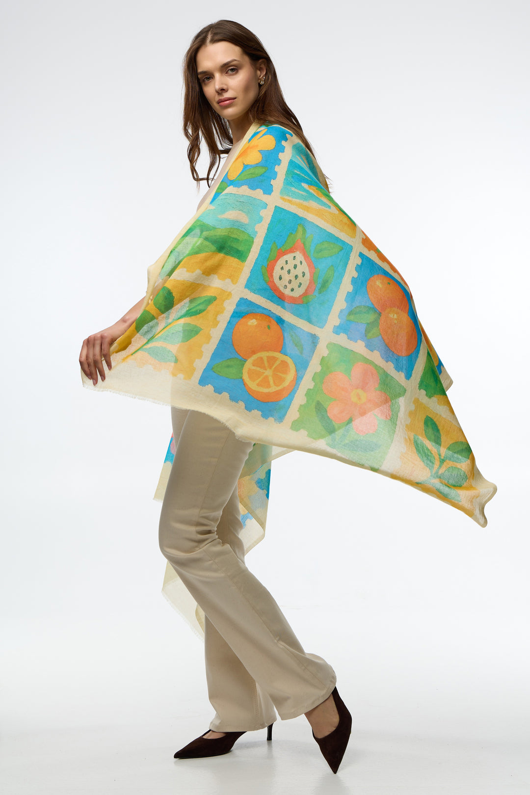 Fruit Stamp Printed Scarf