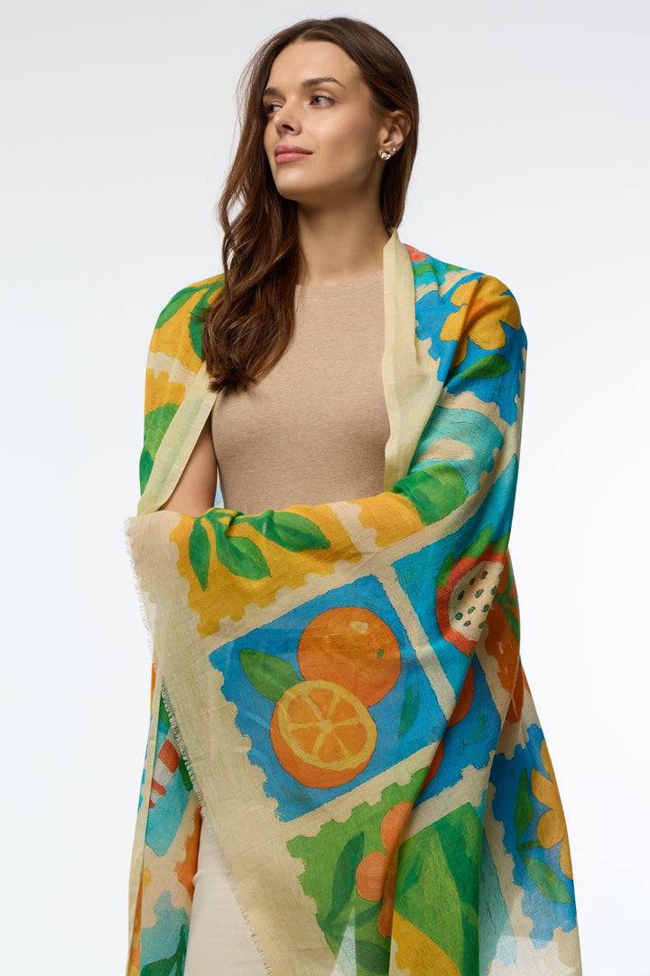 Fruit Stamp Printed Scarf