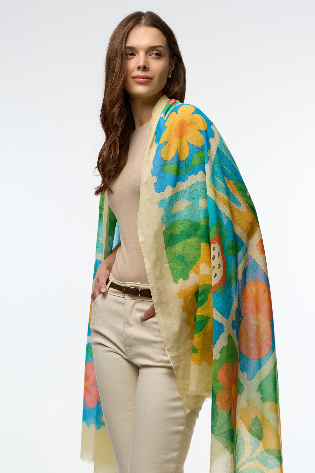 Fruit Stamp Printed Scarf