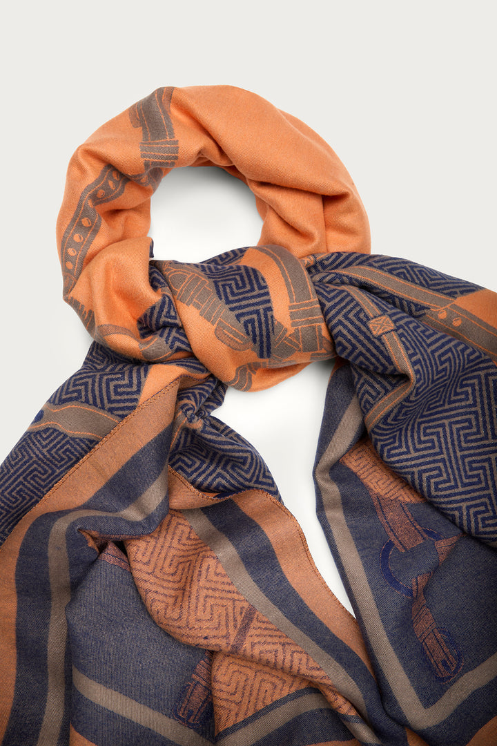 Equestrian Reversible Scarf - Orange