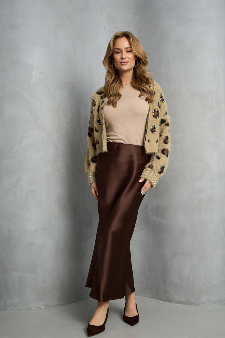 Animal Print Pearl Cardigan