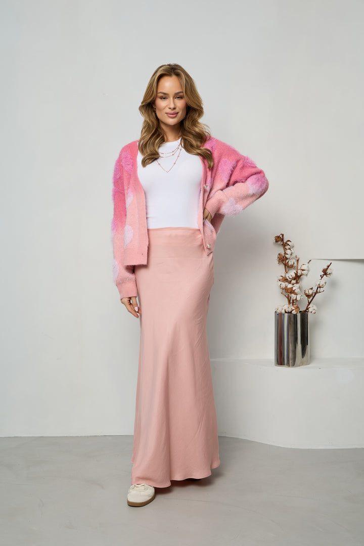 Soft Heart Ombre Cardigan - Fuchsia