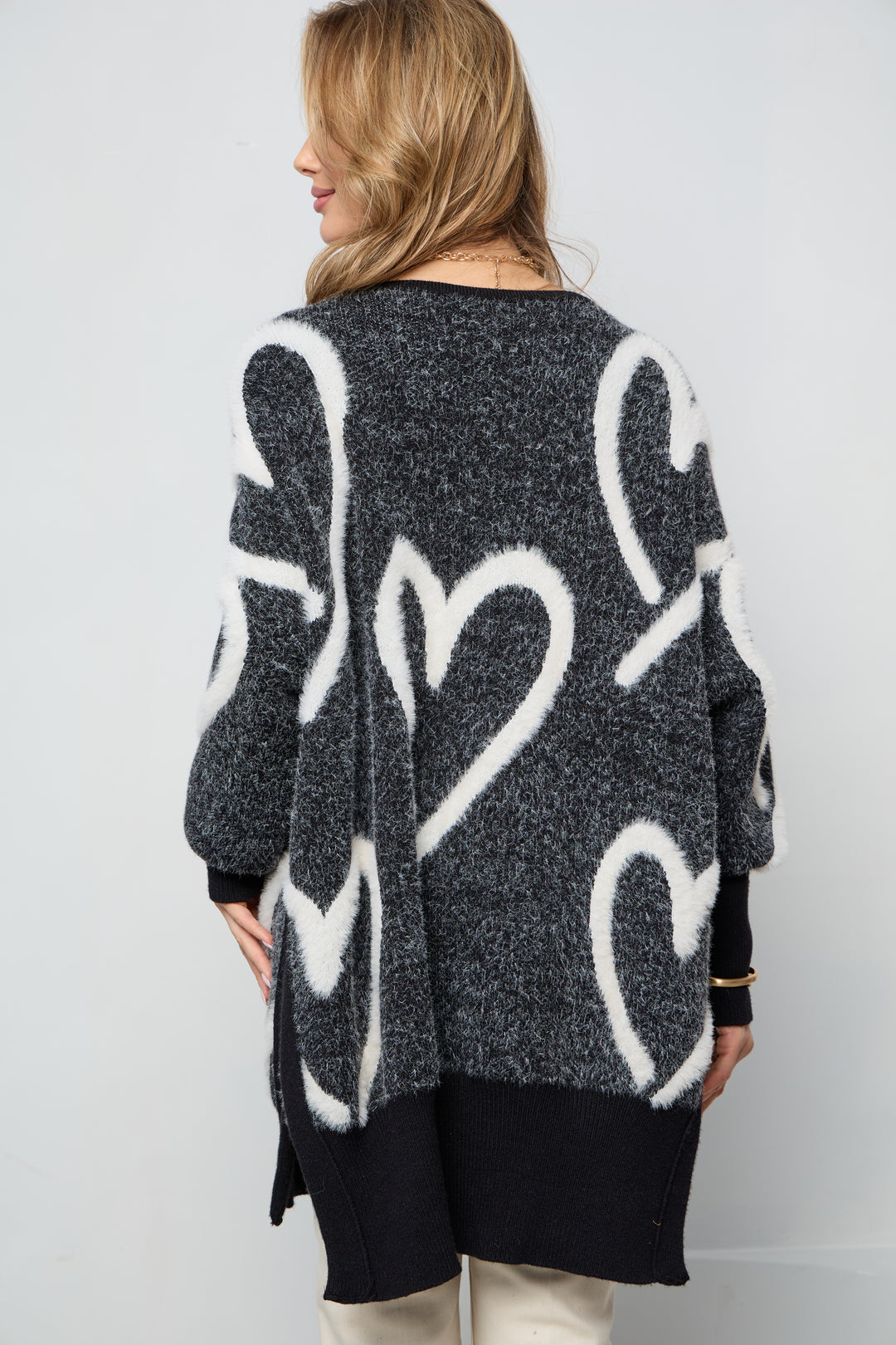 Icon Pullover Tunic Sweater - Black & White