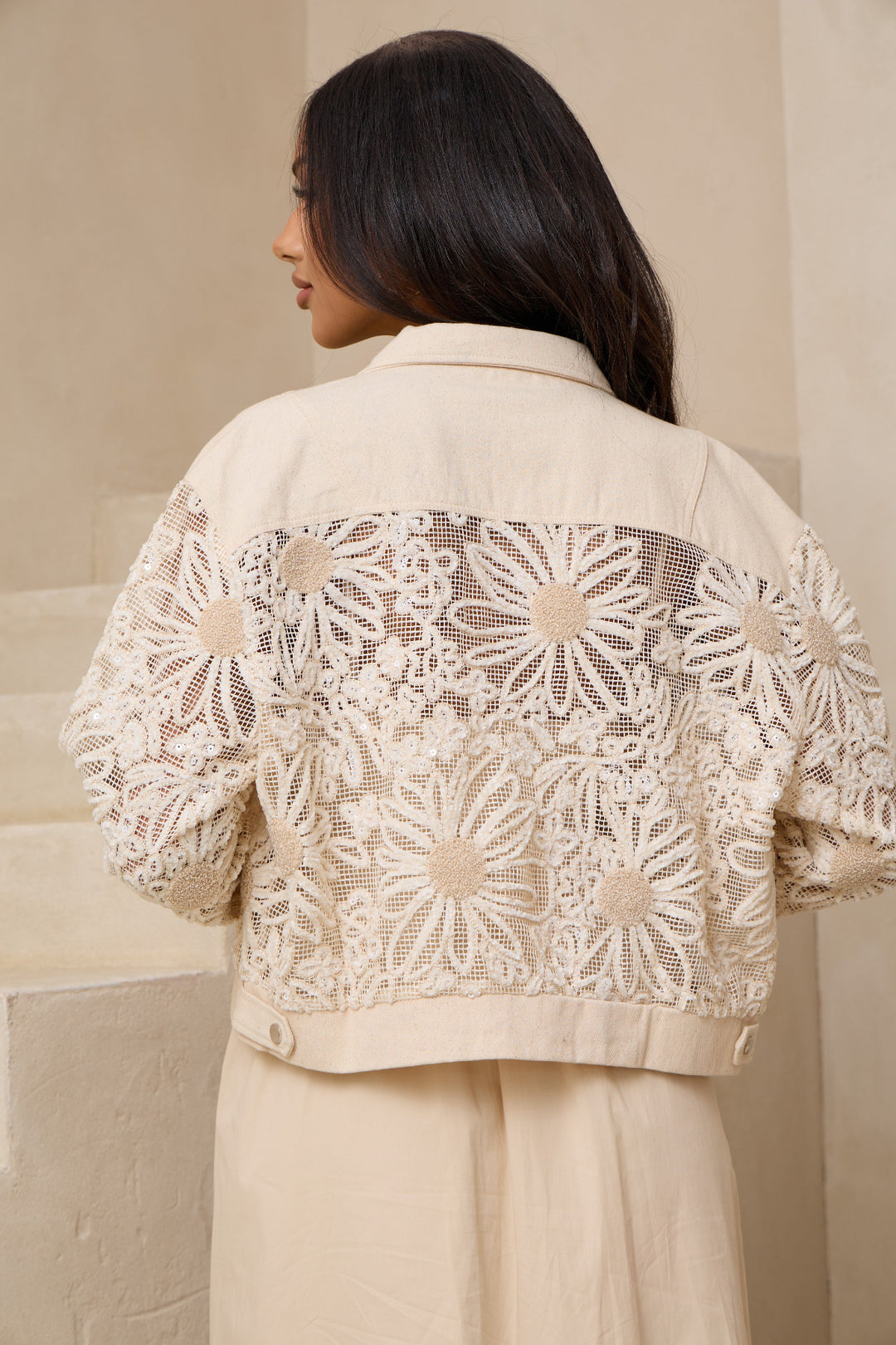 Denim Sequin Lace Jacket