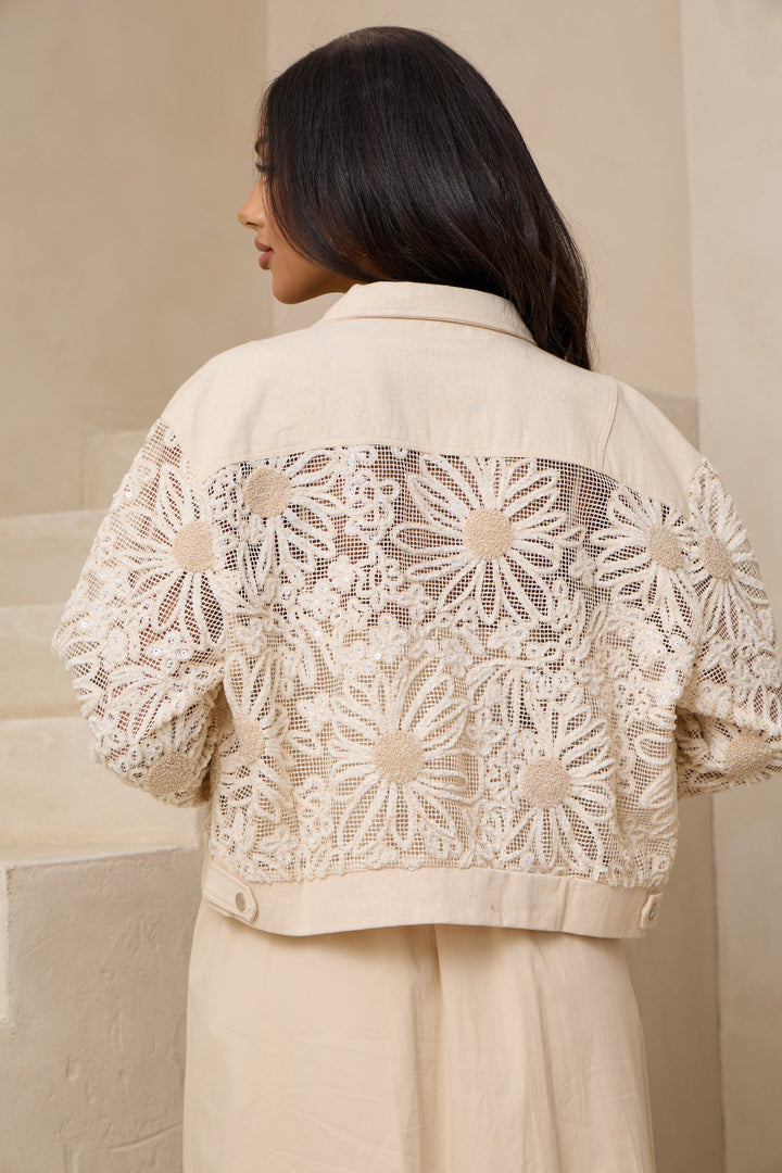Denim Sequin Lace Jacket