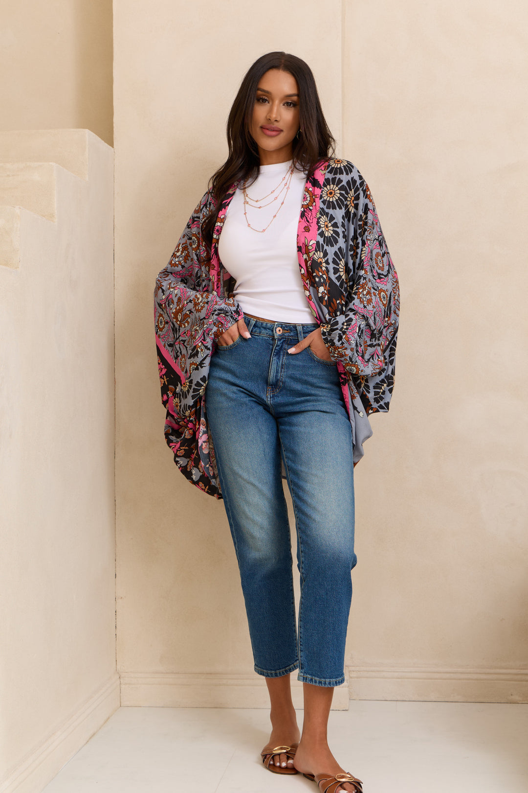 Juliana Abstract Floral Kimono