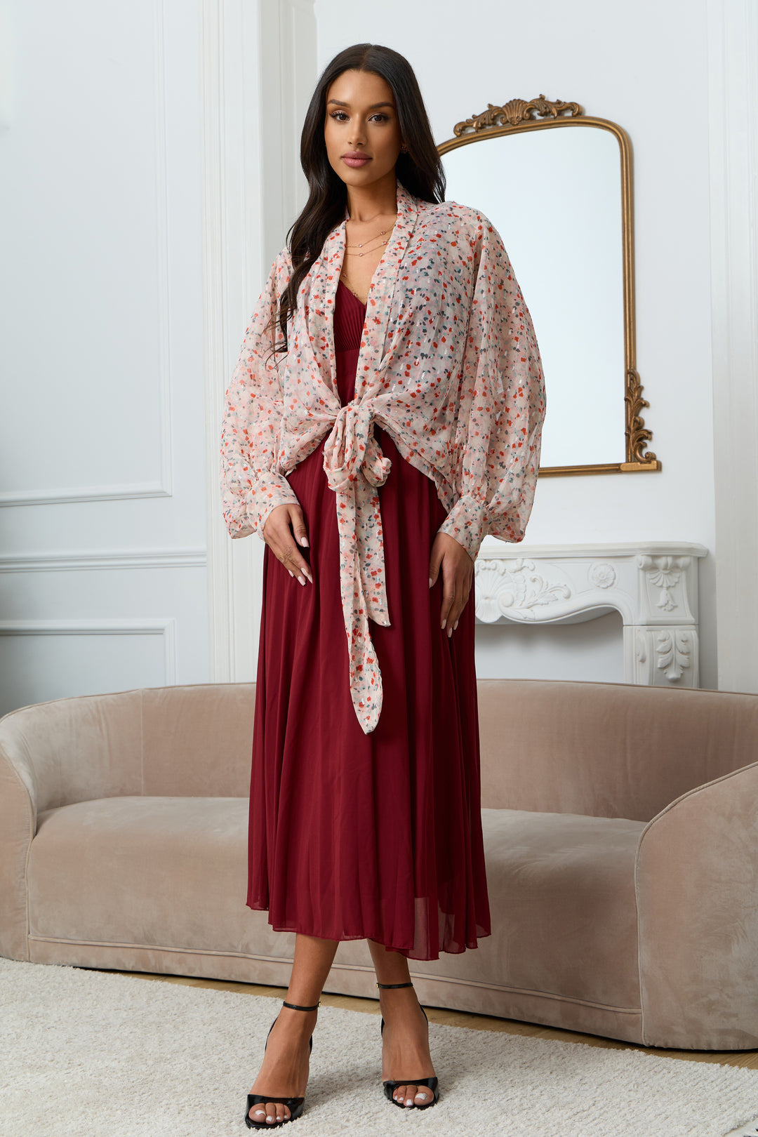 Tie Front Flora Kimono