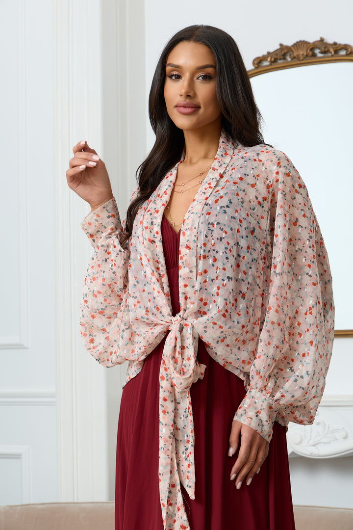 Tie Front Flora Kimono