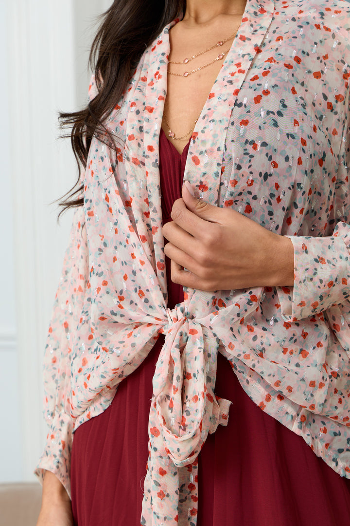 Tie Front Flora Kimono
