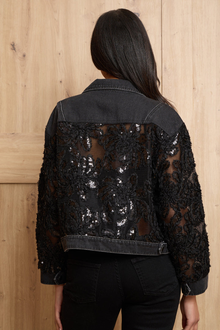 Denim Sequin Lace Jacket