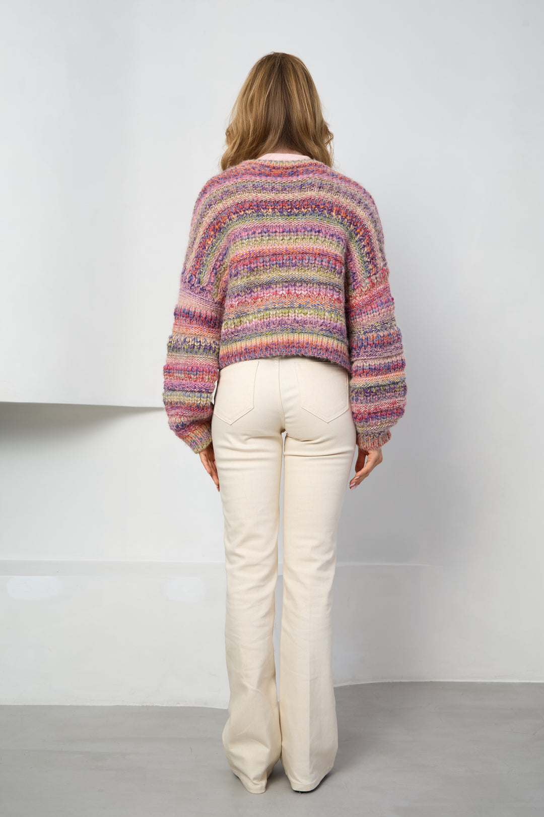 Multicolored Crop Knit Cardigan
