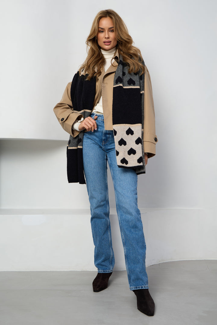 Heart Mixed Pattern Scarf