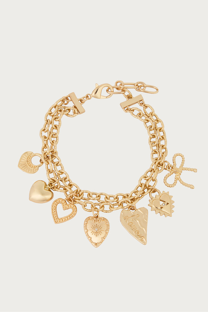 Mixed Heart Charm Bracelet