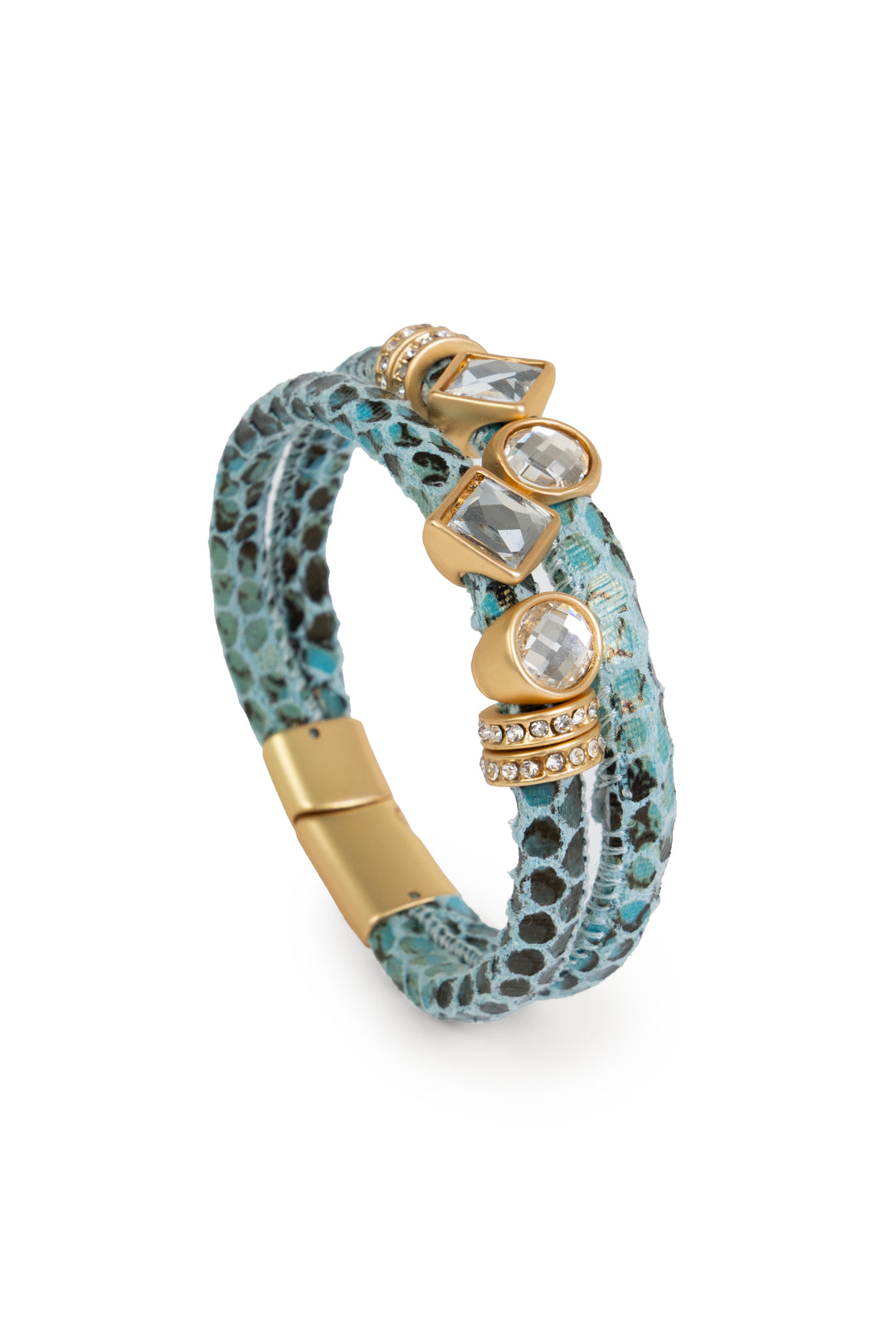 Bling Charm Leather Scale Bracelet