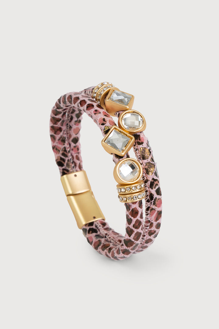 Bling Charm Leather Scale Bracelet