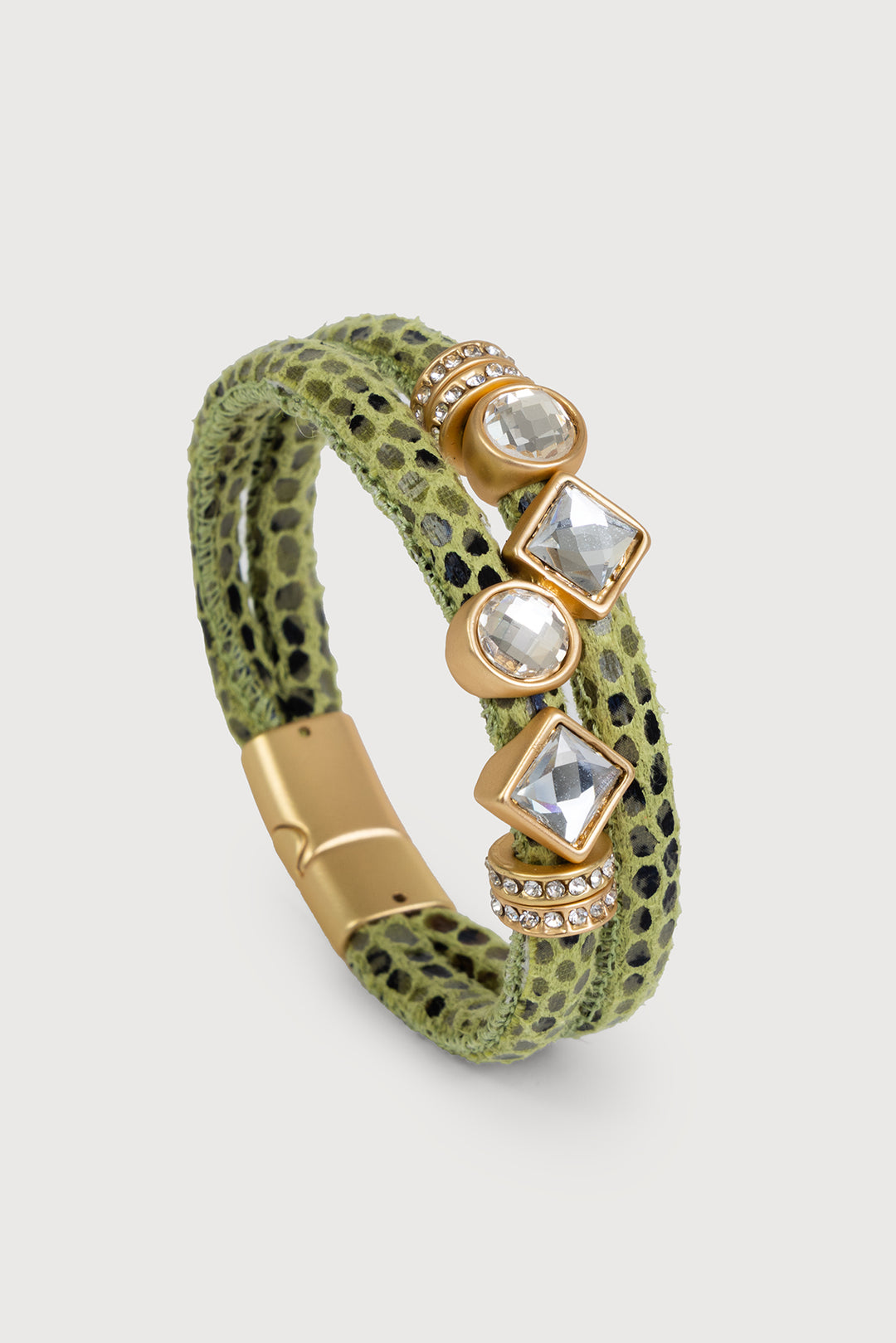 Bling Charm Leather Scale Bracelet