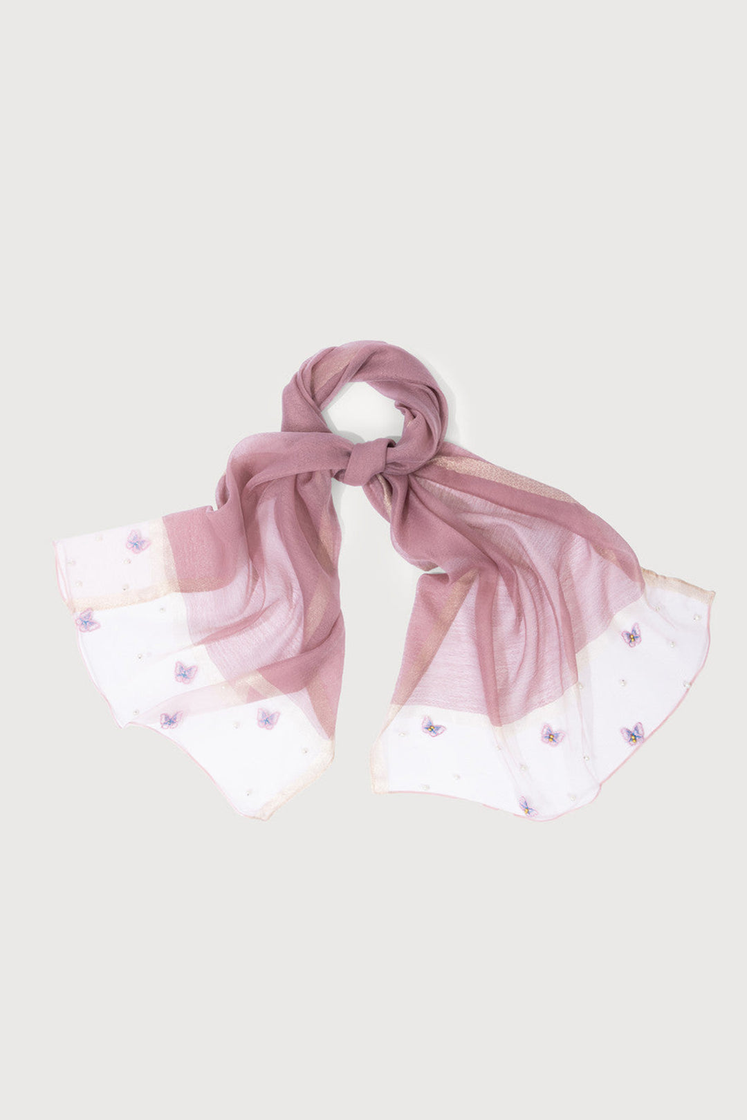 Butterfly Embroidered Silk Scarf