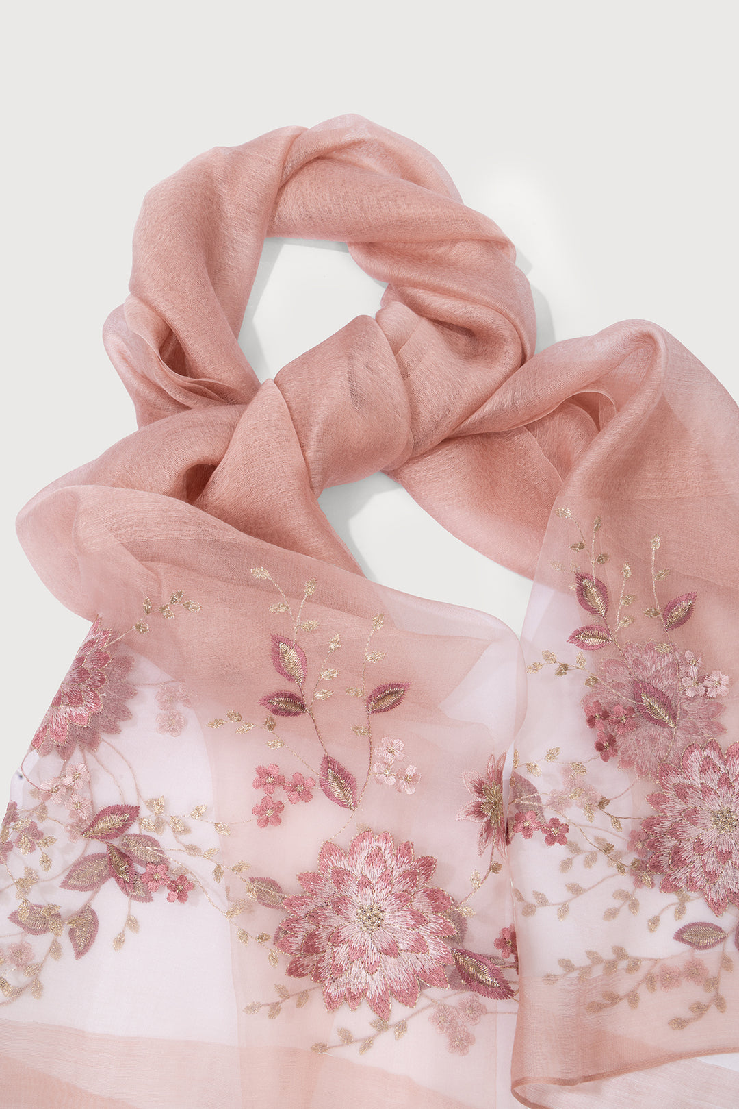 Floral Embroidered Silk Scarf
