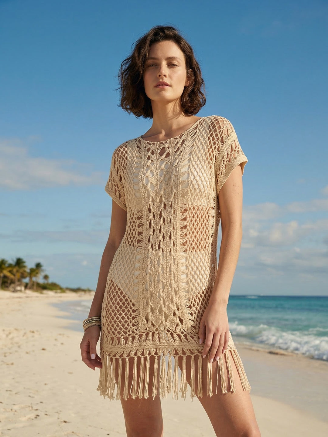Bohemian Crochet Fringed Tunic Saachi Wholesale Bohemian Crochet Fringed Tunic Saachi Wholesale