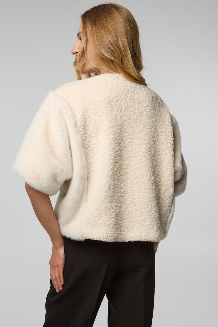 Fur Tie Front Short Kimono