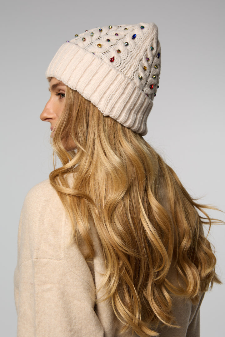 Crystal Cable Knit Beanie