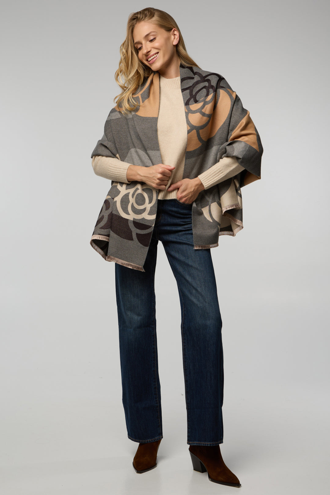Geo Floral Reversible Scarf