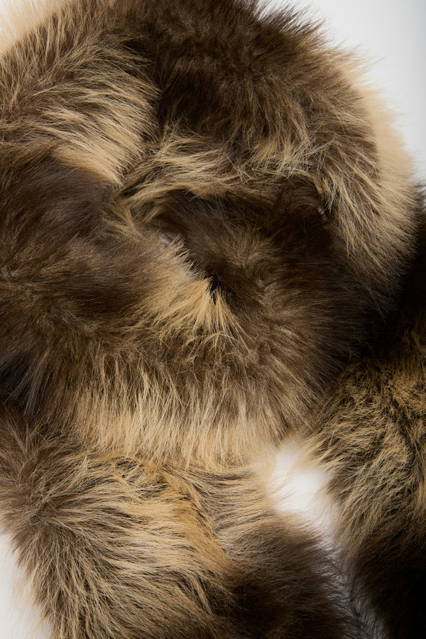 Faux Fur Statement Scarf - Beige