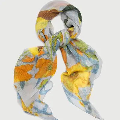 Pleated Floral Geo Scarf