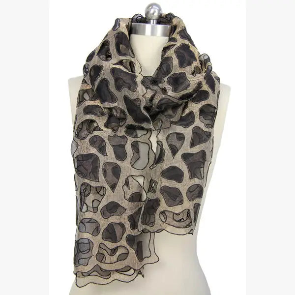 Transparent Leopard Print Silk Wrap Scarf