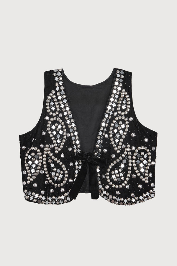 Studded Velvet Vest - Black